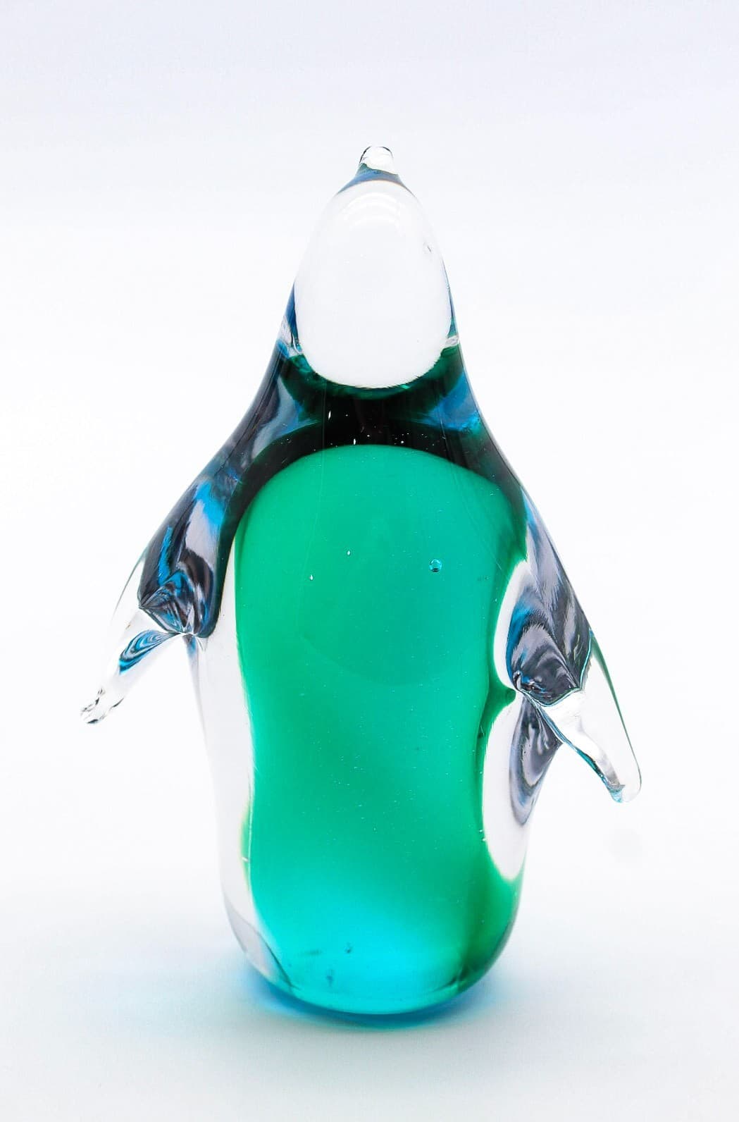 Vintage Lefton Blue Green Art Glass Penguin Figurine Paperweight - Thumbnail 4