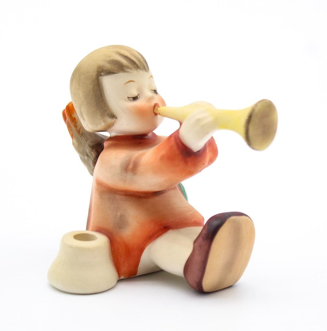 Vintage Goebel Hummel Joyous News Angel w/ Horn Candle Holder Porcelain Figurine - Thumbnail 7