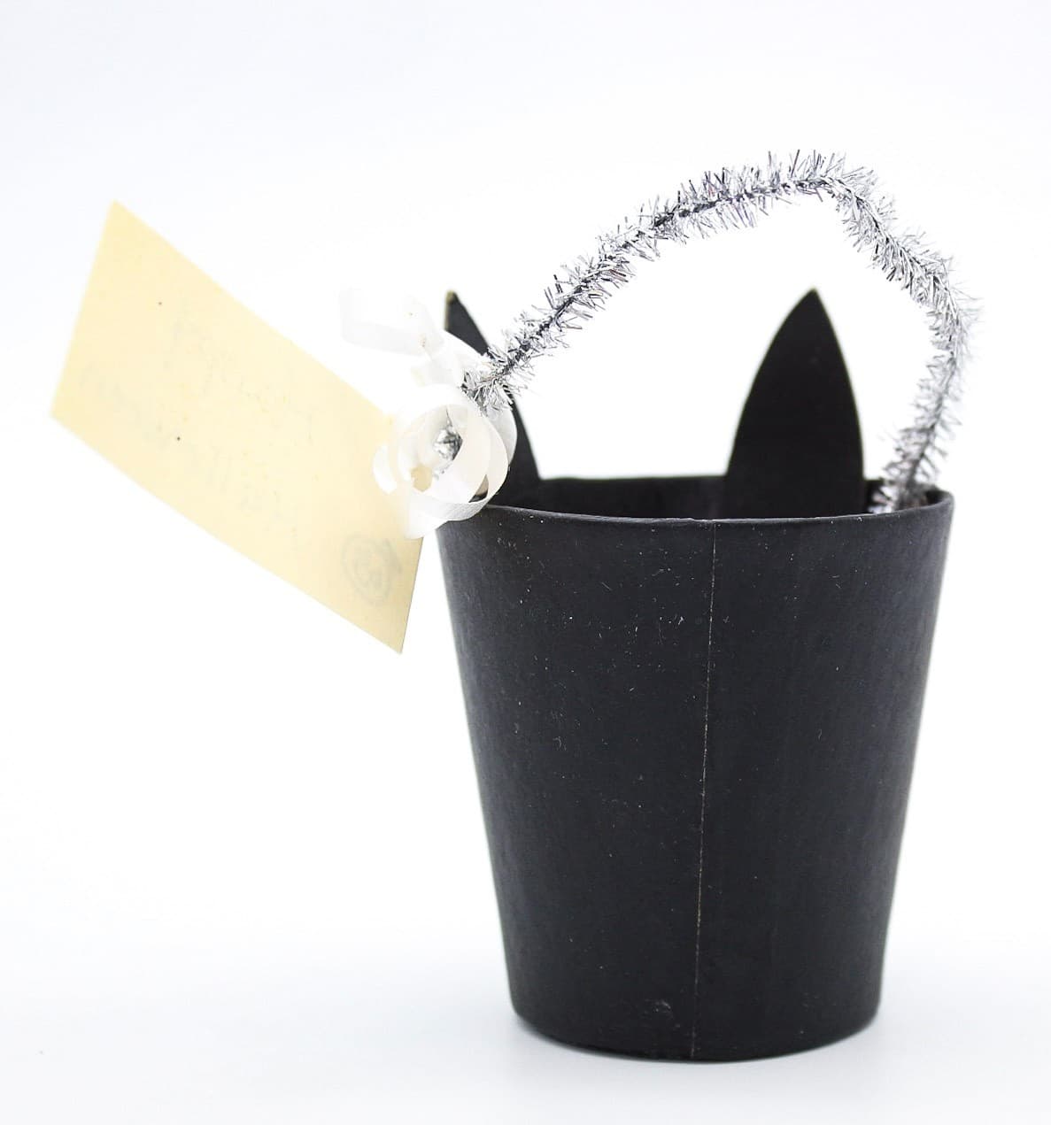 Bethany Lowe Designs Halloween Paper Mache Cat Small Bucket Container - Thumbnail 3