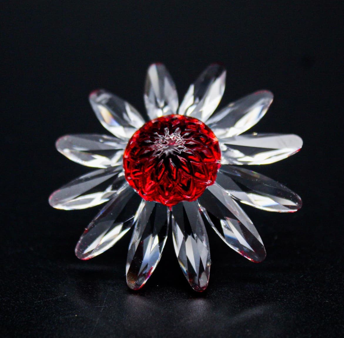 Swarovski SCS 2000 Red Marguerite Daisy Crystal Mini Flowers With Box #255804 - Thumbnail 4