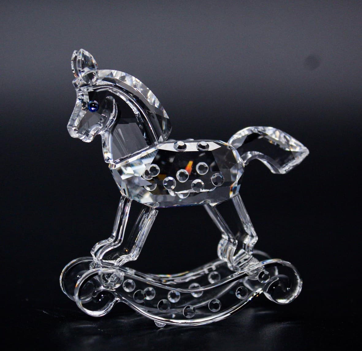 Swarovski Retired Silver Crystal Rocking Horse Figurine With Box 183270 - Thumbnail 3