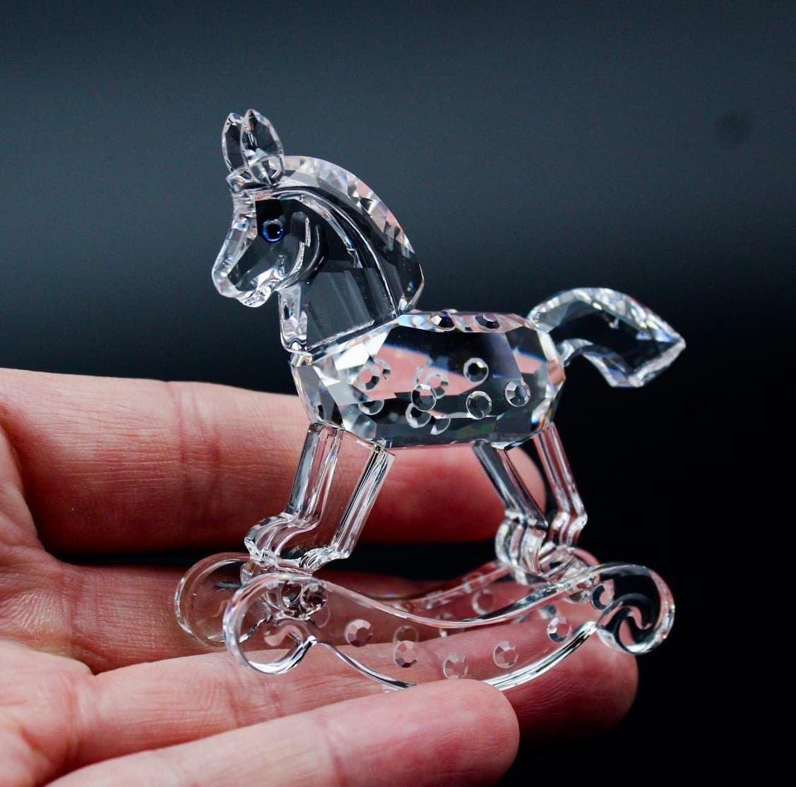 Swarovski Retired Silver Crystal Rocking Horse Figurine With Box 183270 - Thumbnail 7