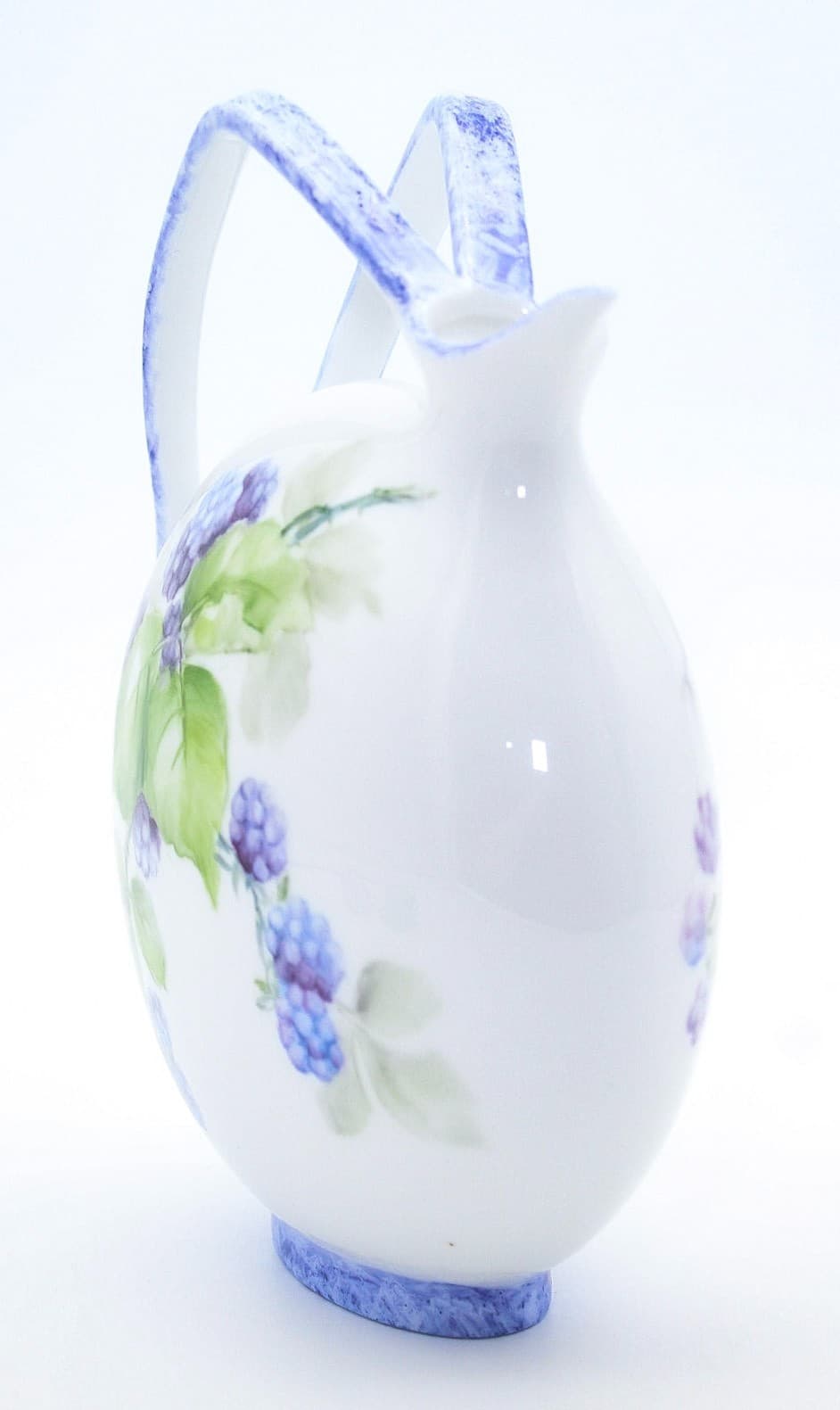 Vintage Hand Painted Flowers & Fruits Porcelain Vase Jug By Christine Filpi - Thumbnail 3