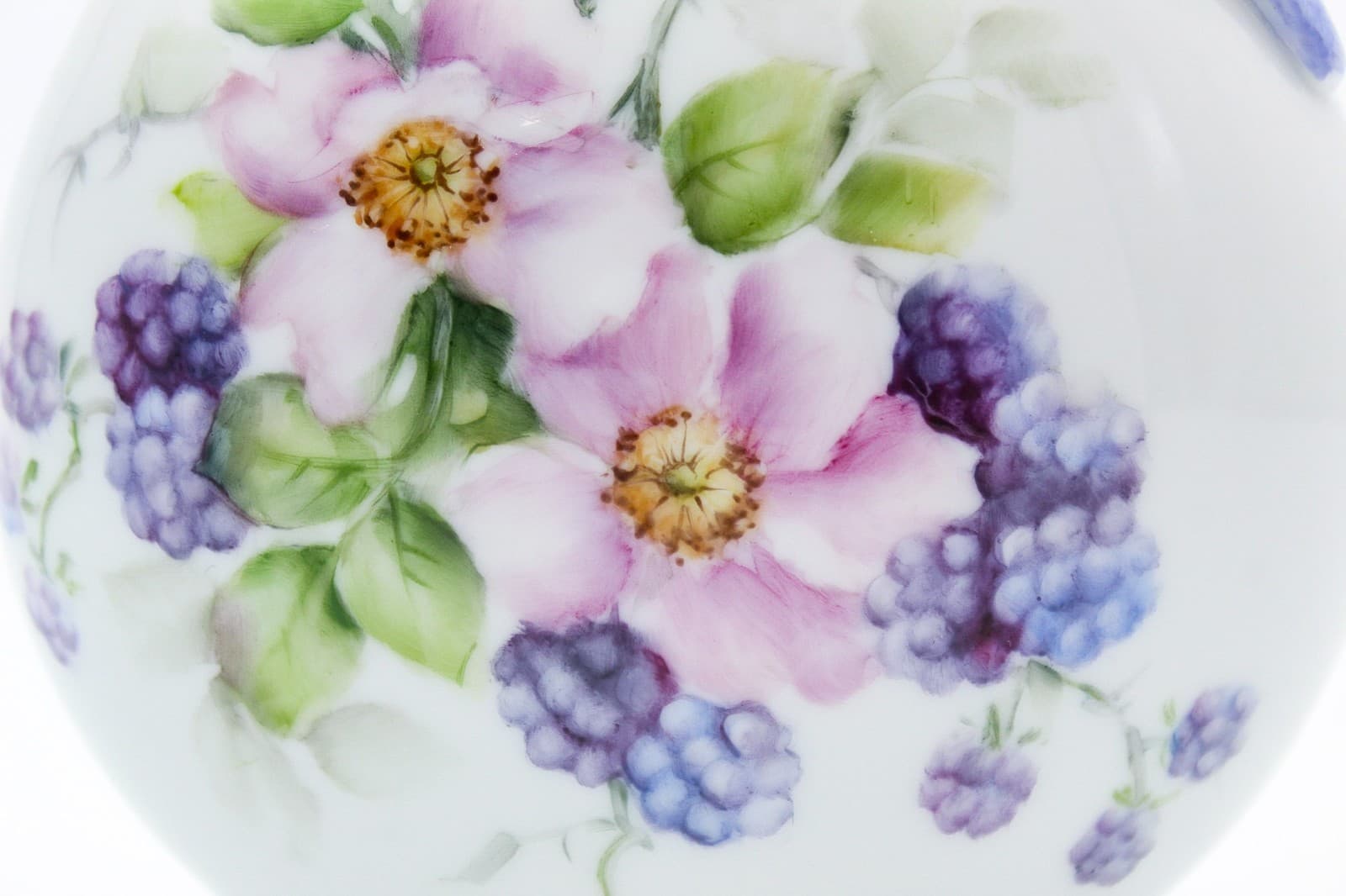 Vintage Hand Painted Flowers & Fruits Porcelain Vase Jug By Christine Filpi - Thumbnail 6