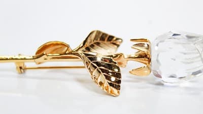 SWAROVSKI Austria Crystal Memories Rose Bud Flower Statement Pin Brooch Retired - Thumbnail 3