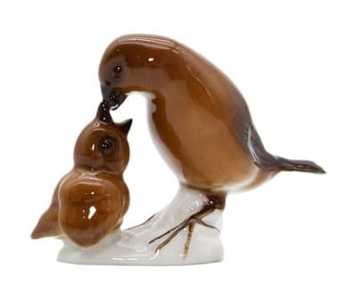 Hutschenreuther Germany K. Tutter Robin Bird Mom Feeding Porcelain Figurine - Image 1