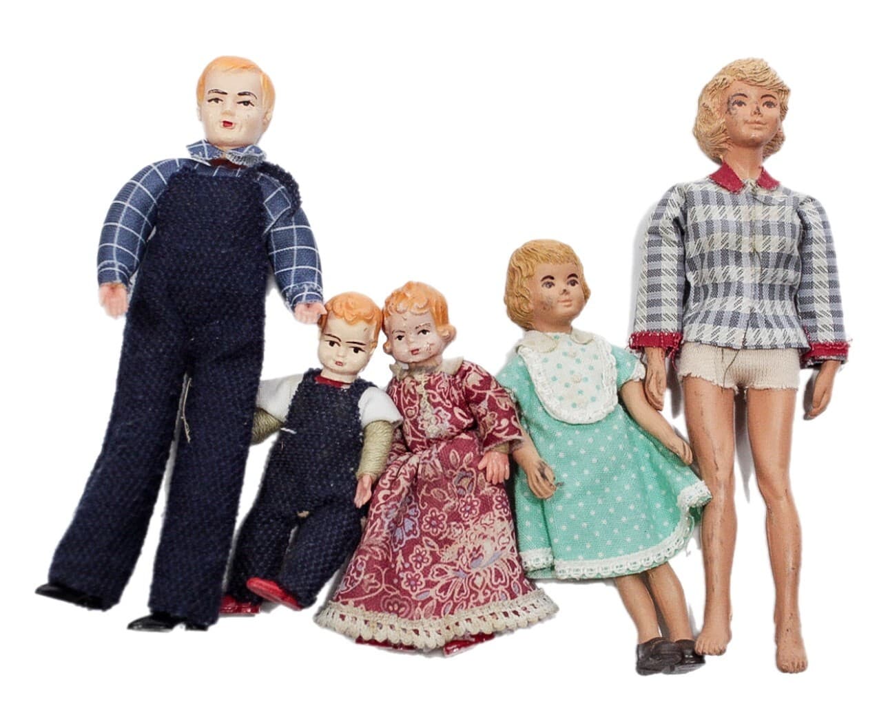 Lot of 5 Vintage Minaiture Dollhouse Family Set Father Mother & Children 1:12 - Image 1