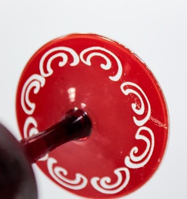 Set of 2 Antique Bohemian Cut To Clear Ruby Crystal Cordial Glasses - Thumbnail 5