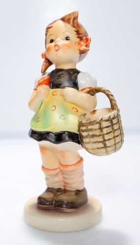 GOEBEL HUMMEL W. Germany "Sister" Girl w/ Basket Porcelain Figurine TMK6 - Thumbnail 5