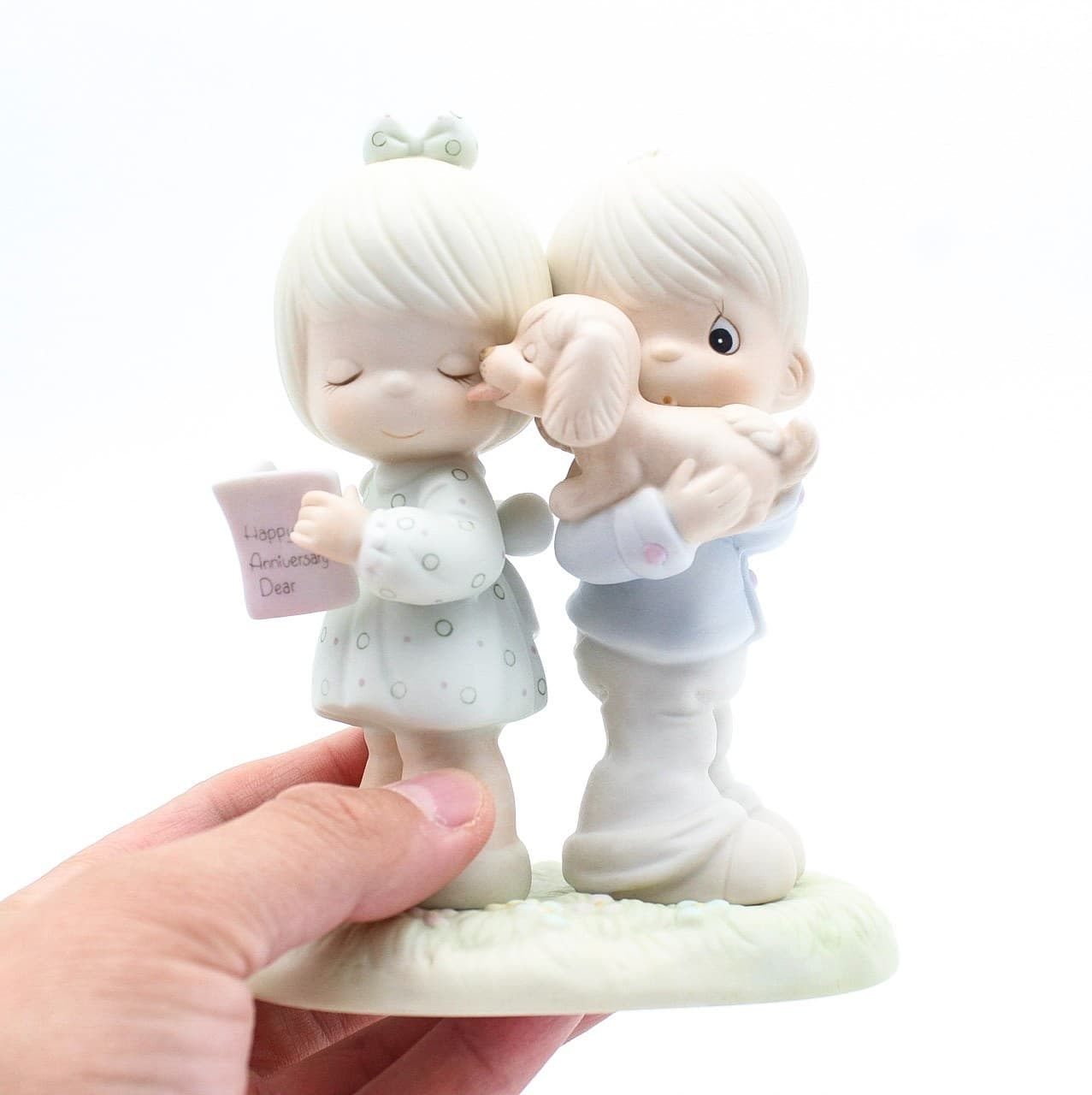 Precious Moments Puppy Love Is From Above Enesco Porcelain Figurine 1987 - Thumbnail 7