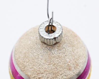 Shiny Brite Vintage Silvered Mica White Purple Yellow Glass Christmas Ornament - Thumbnail 4