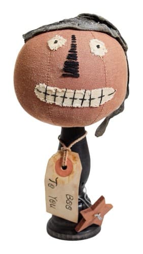 Vintage Handmade Primitive Folk Ark Halloween Pumpkin Motif Doll Decoration - Image 1