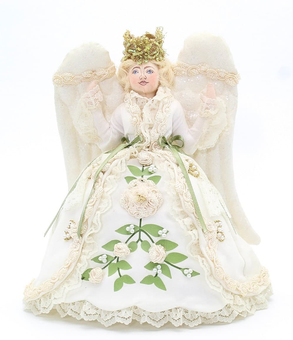 Gladys Boalt 1994 Artisan Signed Angel Tree Topper Christmas Ornament RARE 8" - Thumbnail 14