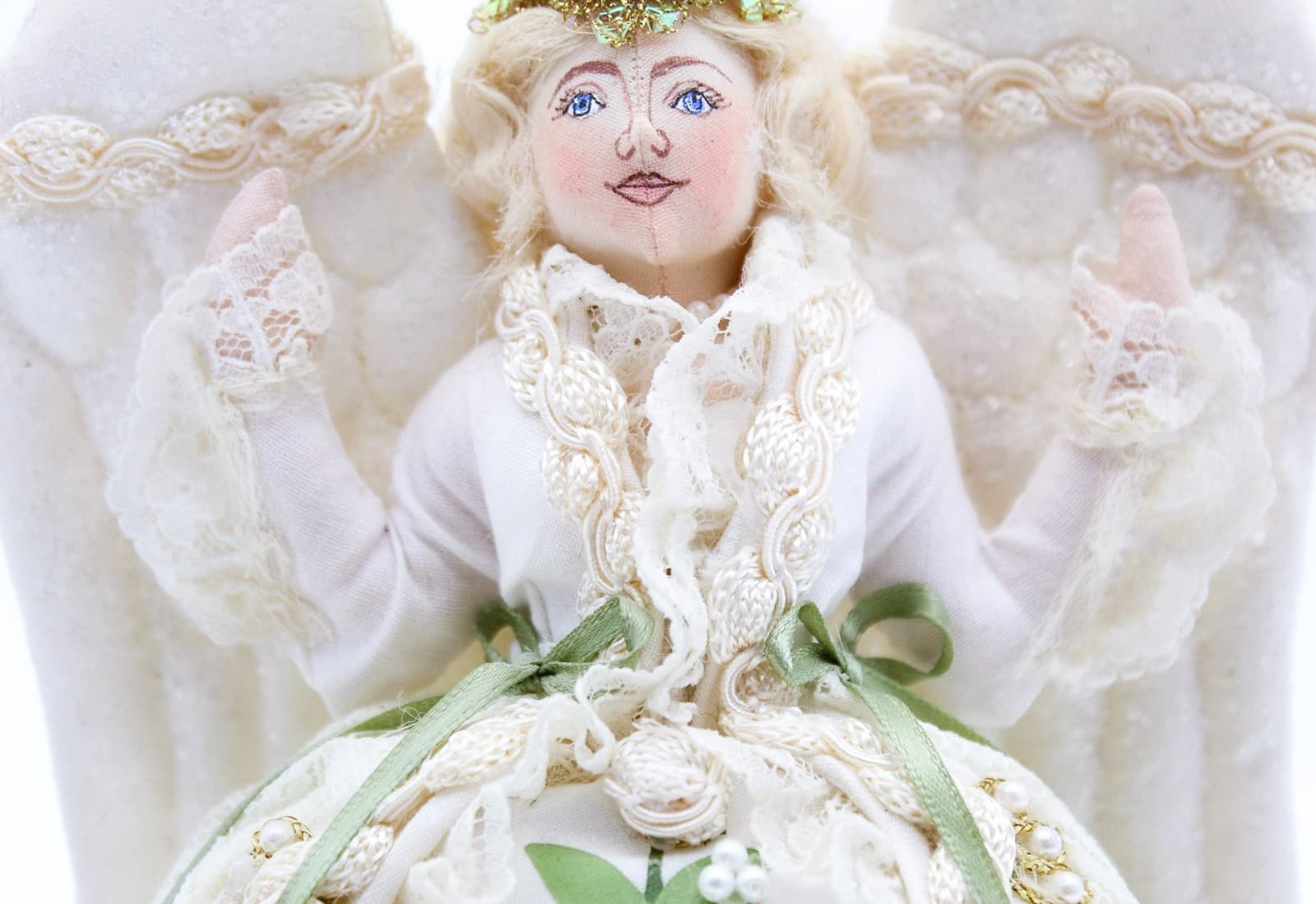 Gladys Boalt 1994 Artisan Signed Angel Tree Topper Christmas Ornament RARE 8" - Thumbnail 13