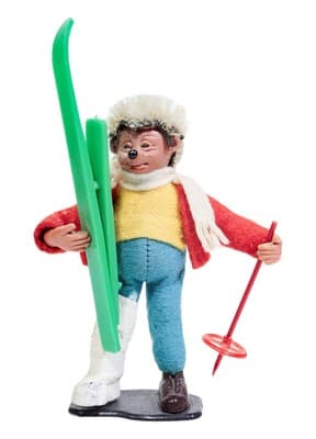 Original Peter Austria Mecki Hedgehog Skier Mohair Felt Steiff Doll - Image 1