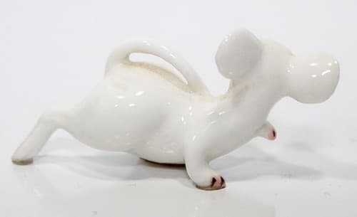 Vintage Bone China White Miniature Blue Eyes Mouse Figurine - Thumbnail 4