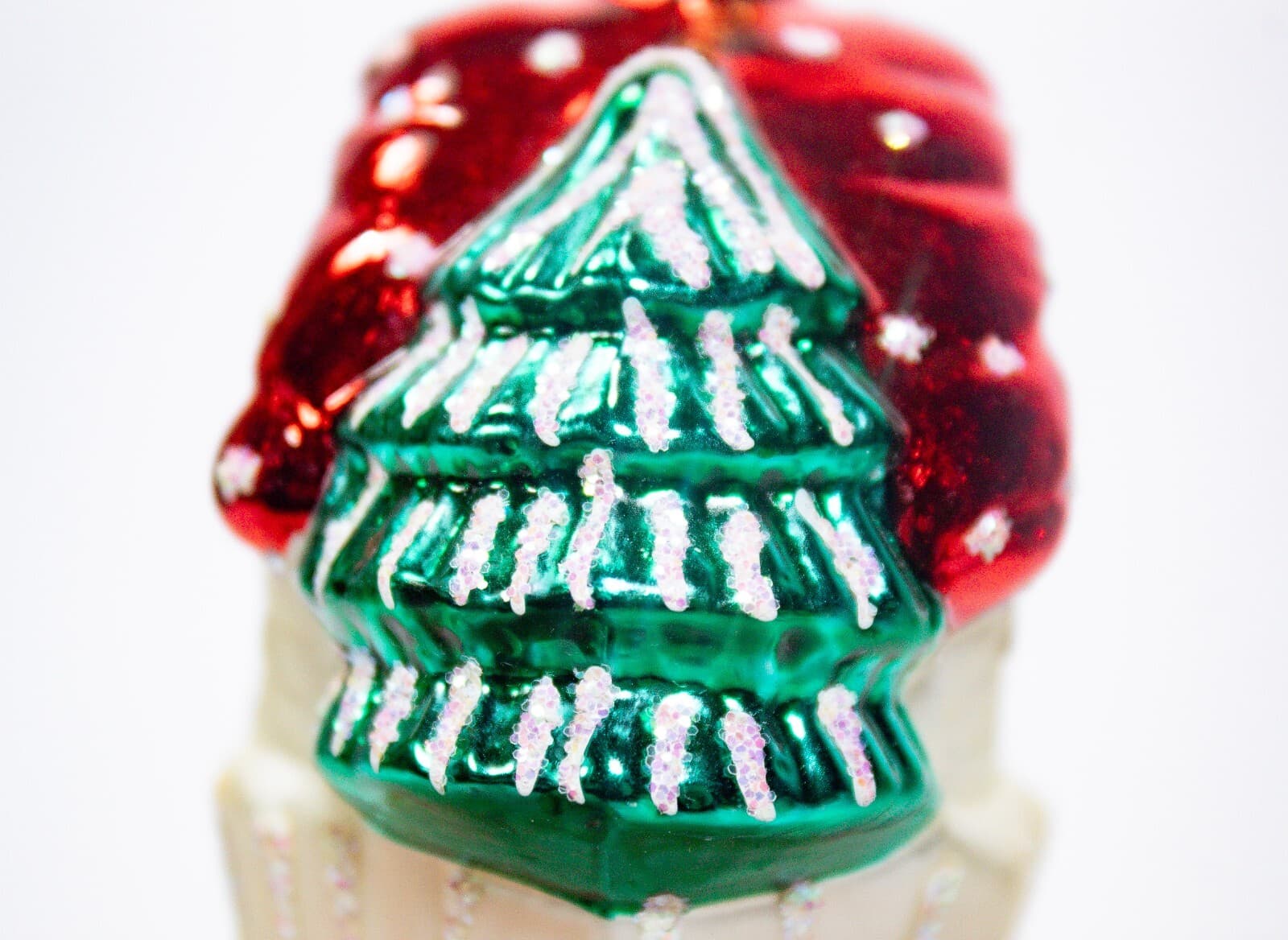 Slovakia Blown Mercury Glass Hand Painted Cottage Vintage Christmas Ornament - Thumbnail 4
