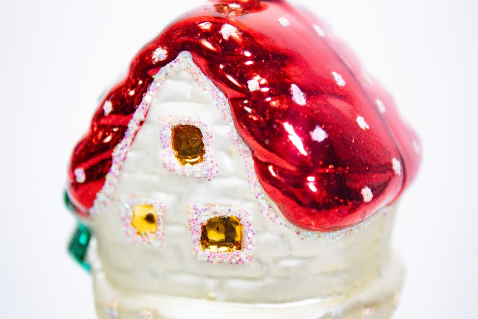 Slovakia Blown Mercury Glass Hand Painted Cottage Vintage Christmas Ornament - Thumbnail 5