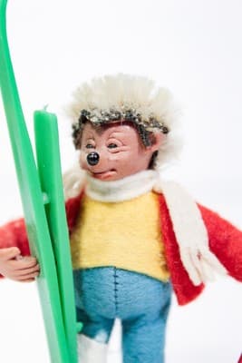 Original Peter Austria Mecki Hedgehog Skier Mohair Felt Steiff Doll - Thumbnail 2
