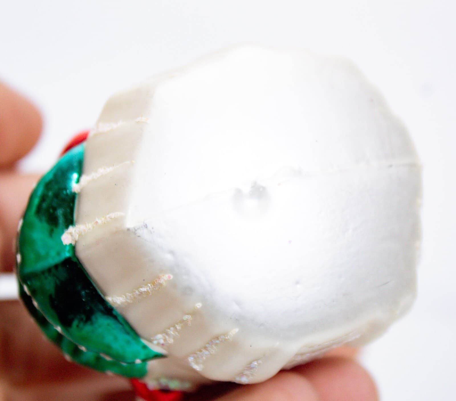 Slovakia Blown Mercury Glass Hand Painted Cottage Vintage Christmas Ornament - Thumbnail 6