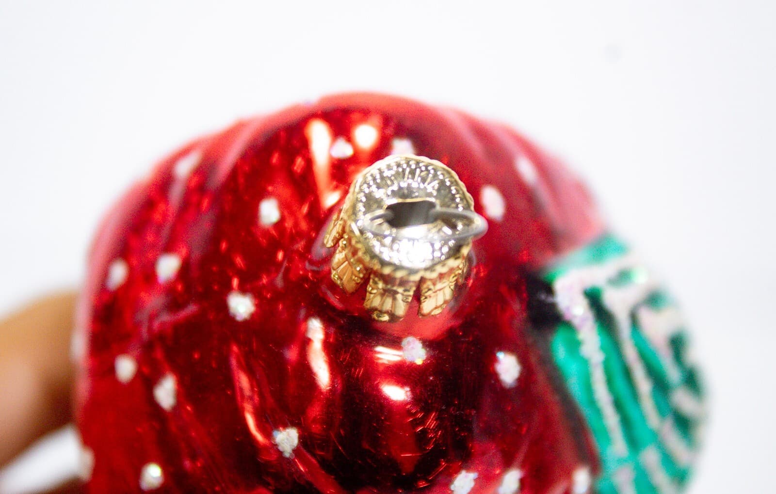 Slovakia Blown Mercury Glass Hand Painted Cottage Vintage Christmas Ornament - Thumbnail 7