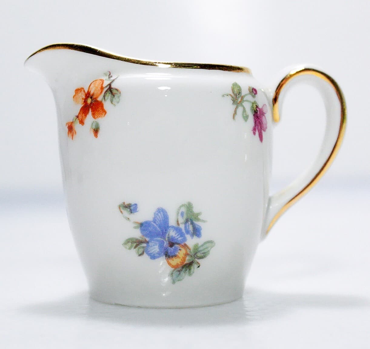 Vintage Made In Germany Multicolor Floral Motif Porcelain Creamer Hallmarked - Thumbnail 3
