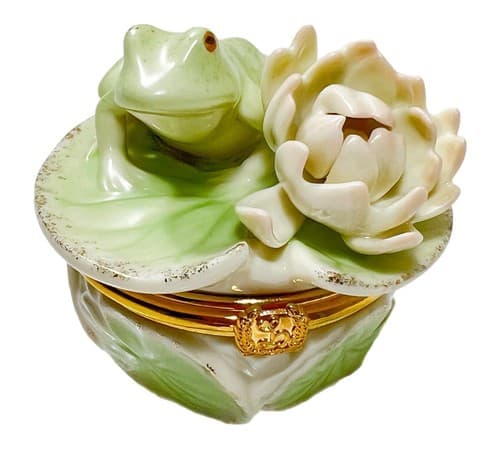 LENOX Vintgae Treasures Floral Frog Treasure Porcelain Trinket Box - Image 1
