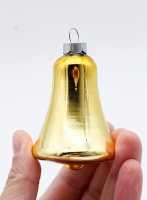 Shiny Brite U.S.A. Vintage Gold Bell Motif Glass Holiday Christmas Ornament - Thumbnail 2