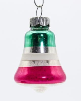SHINY BRITE Mica Green White Pink Bell Glass Christmas Ornament - Thumbnail 2