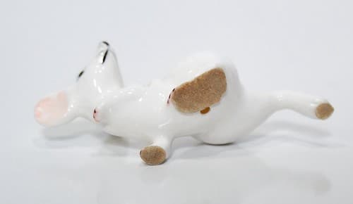 Vintage Bone China White Miniature Blue Eyes Mouse Figurine - Thumbnail 5