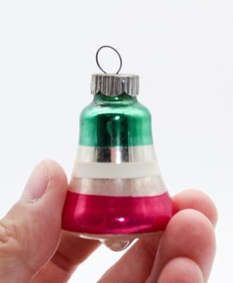 SHINY BRITE Mica Green White Pink Bell Glass Christmas Ornament - Thumbnail 3