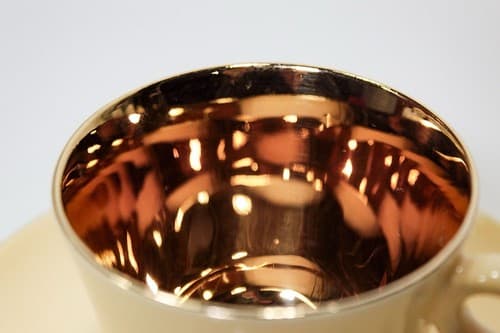 FIGGJO FLINT Norway Vintage Yellow And Gold Demitasse Porcelain Cup & Saucer - Thumbnail 4