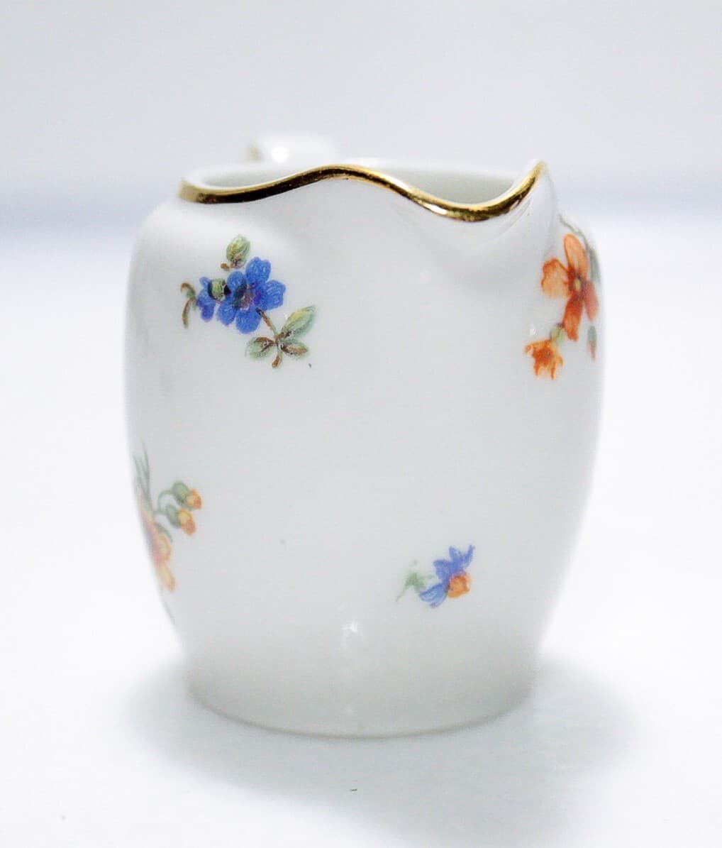 Vintage Made In Germany Multicolor Floral Motif Porcelain Creamer Hallmarked - Thumbnail 7