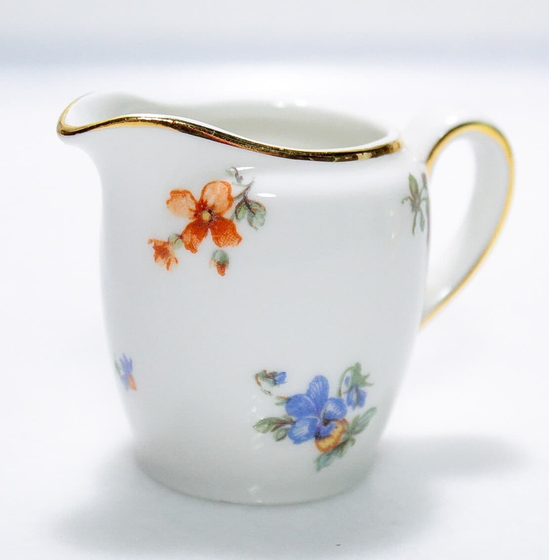 Vintage Made In Germany Multicolor Floral Motif Porcelain Creamer Hallmarked - Thumbnail 2