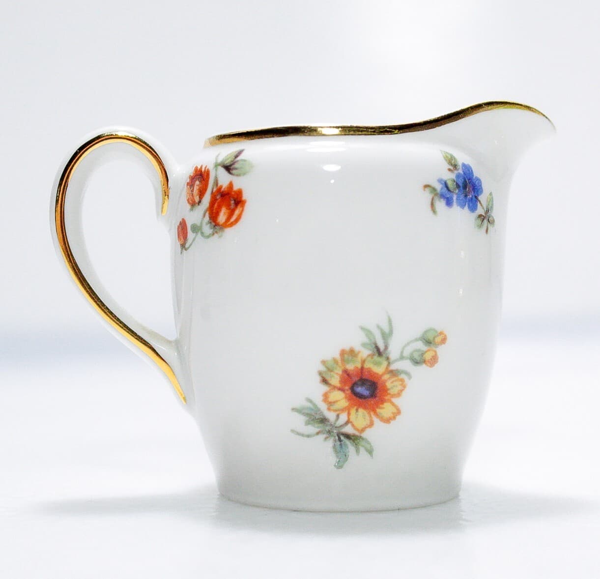 Vintage Made In Germany Multicolor Floral Motif Porcelain Creamer Hallmarked - Thumbnail 5