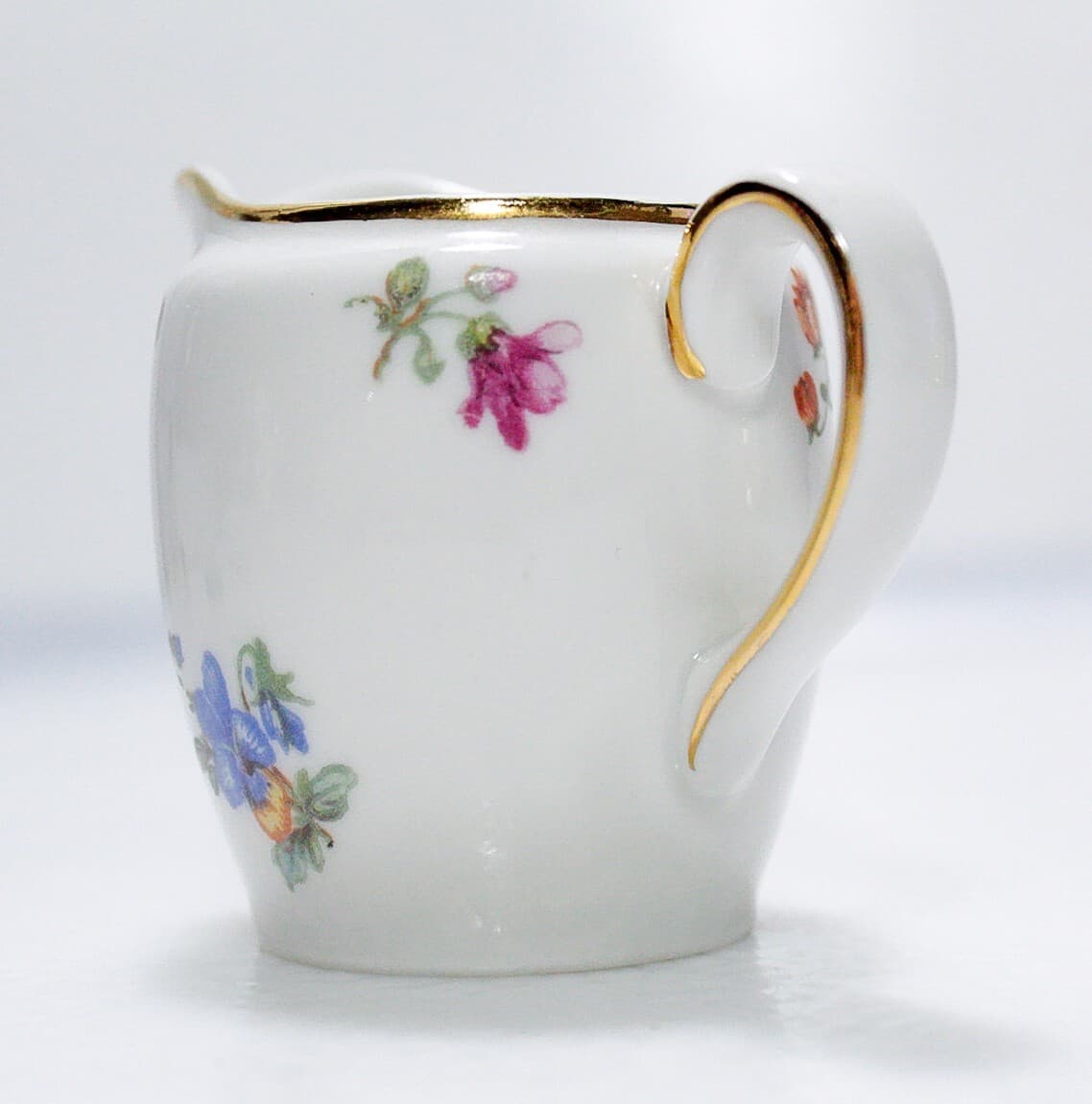 Vintage Made In Germany Multicolor Floral Motif Porcelain Creamer Hallmarked - Thumbnail 4