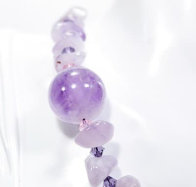Vtg Natural Stone Amethyst Handcrafted Beaded Statement Necklace Pendant - Thumbnail 3