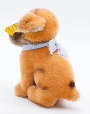 Steiff Mopsy Vintage Germany Mohair Sitting Dog Plush Stuffed Animal Glass Eyes - Thumbnail 7