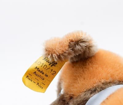 Steiff Mopsy Vintage Germany Mohair Sitting Dog Plush Stuffed Animal Glass Eyes - Thumbnail 8