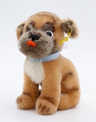 Steiff Mopsy Vintage Germany Mohair Sitting Dog Plush Stuffed Animal Glass Eyes - Thumbnail 10