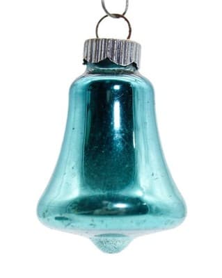 SHINY BRITE Mica Teal Blue Bell Glass Christmas Ornament Vintage - Image 1