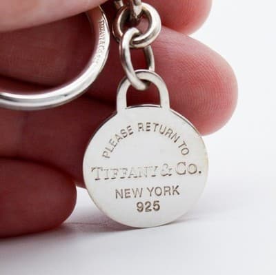 Please Return Tiffany & Co. New York Sterling Silver 925 Round Tag Keychain - Thumbnail 5