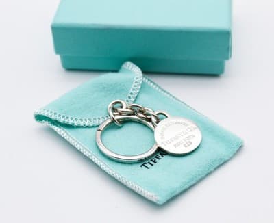 Please Return Tiffany & Co. New York Sterling Silver 925 Round Tag Keychain - Thumbnail 3