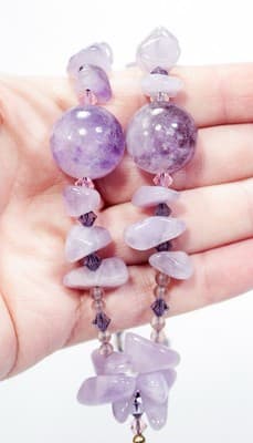 Vtg Natural Stone Amethyst Handcrafted Beaded Statement Necklace Pendant - Thumbnail 8