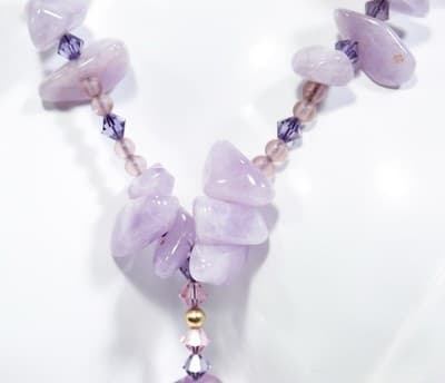 Vtg Natural Stone Amethyst Handcrafted Beaded Statement Necklace Pendant - Thumbnail 5