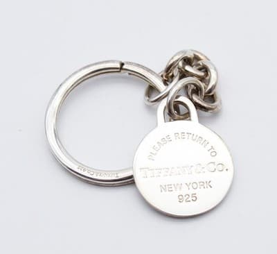Please Return Tiffany & Co. New York Sterling Silver 925 Round Tag Keychain - Thumbnail 4