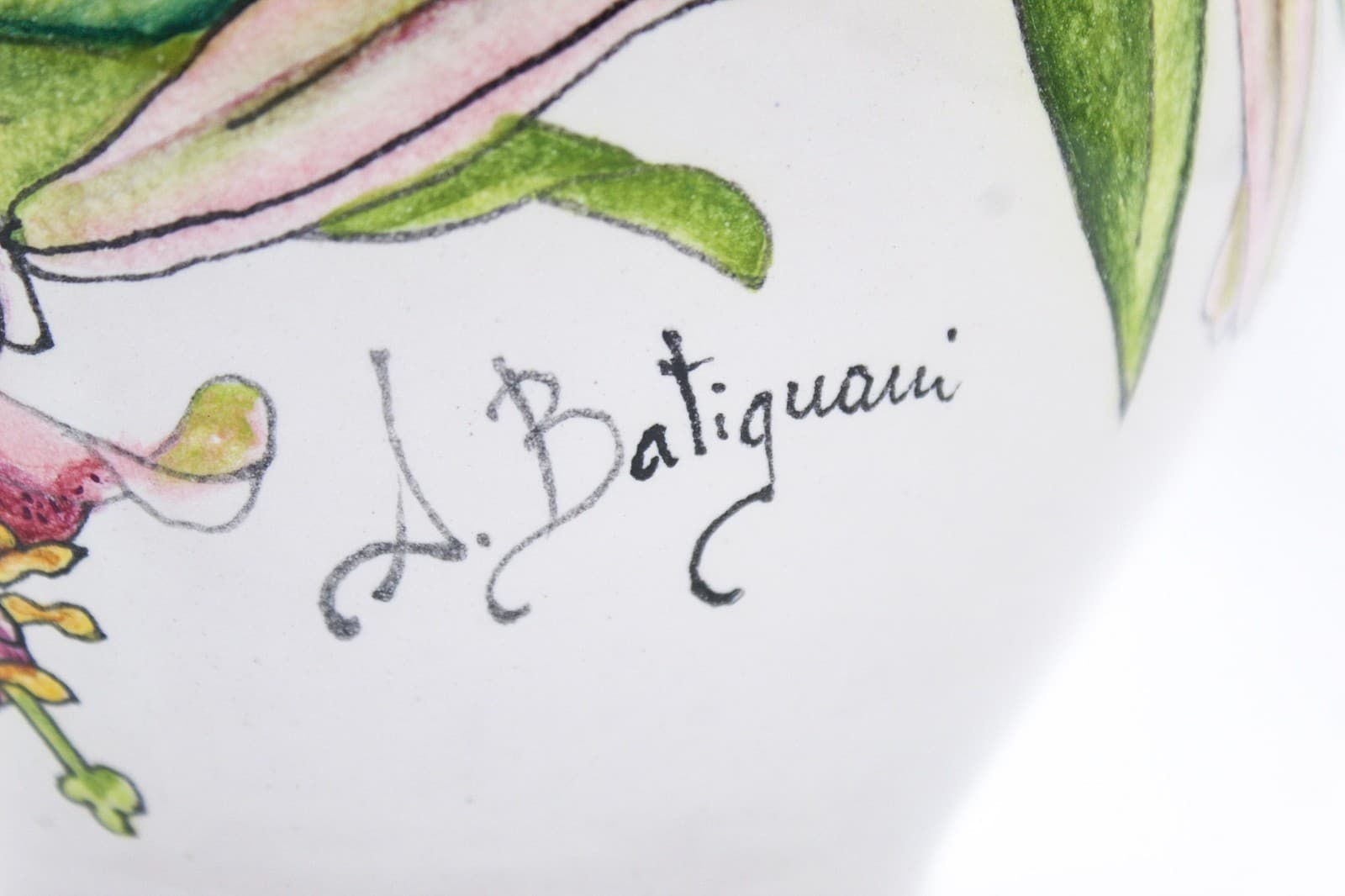 A. Batignani Hand Painted Italy Floral Gold Gilt Porcelain Lidded Urn Vase - Thumbnail 4