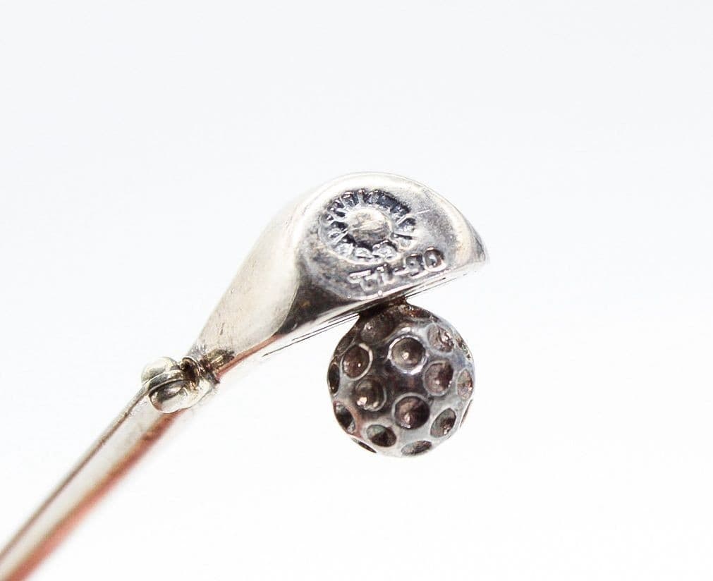 Vintage Sterling Silver Mexico TAXCO Golf Club & Ball Motif Pin Brooch - Thumbnail 5