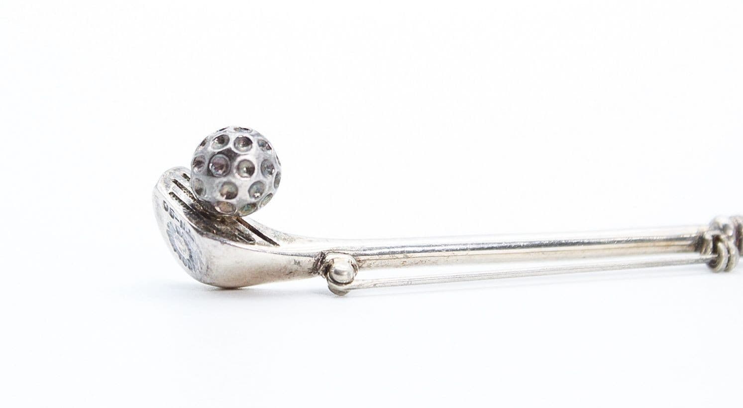 Vintage Sterling Silver Mexico TAXCO Golf Club & Ball Motif Pin Brooch - Thumbnail 4