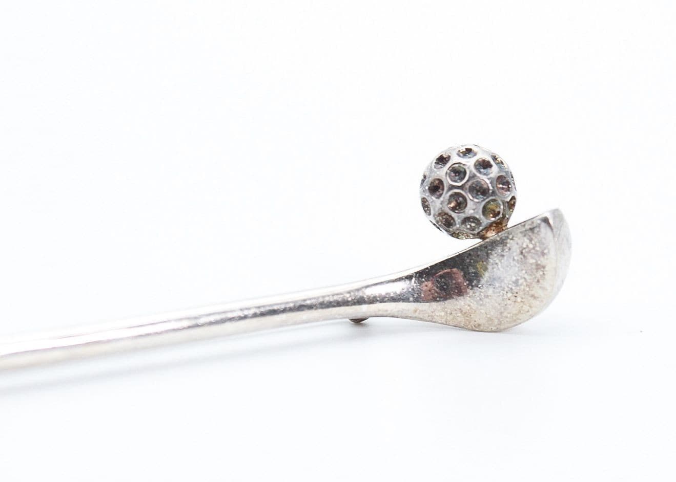 Vintage Sterling Silver Mexico TAXCO Golf Club & Ball Motif Pin Brooch - Thumbnail 2